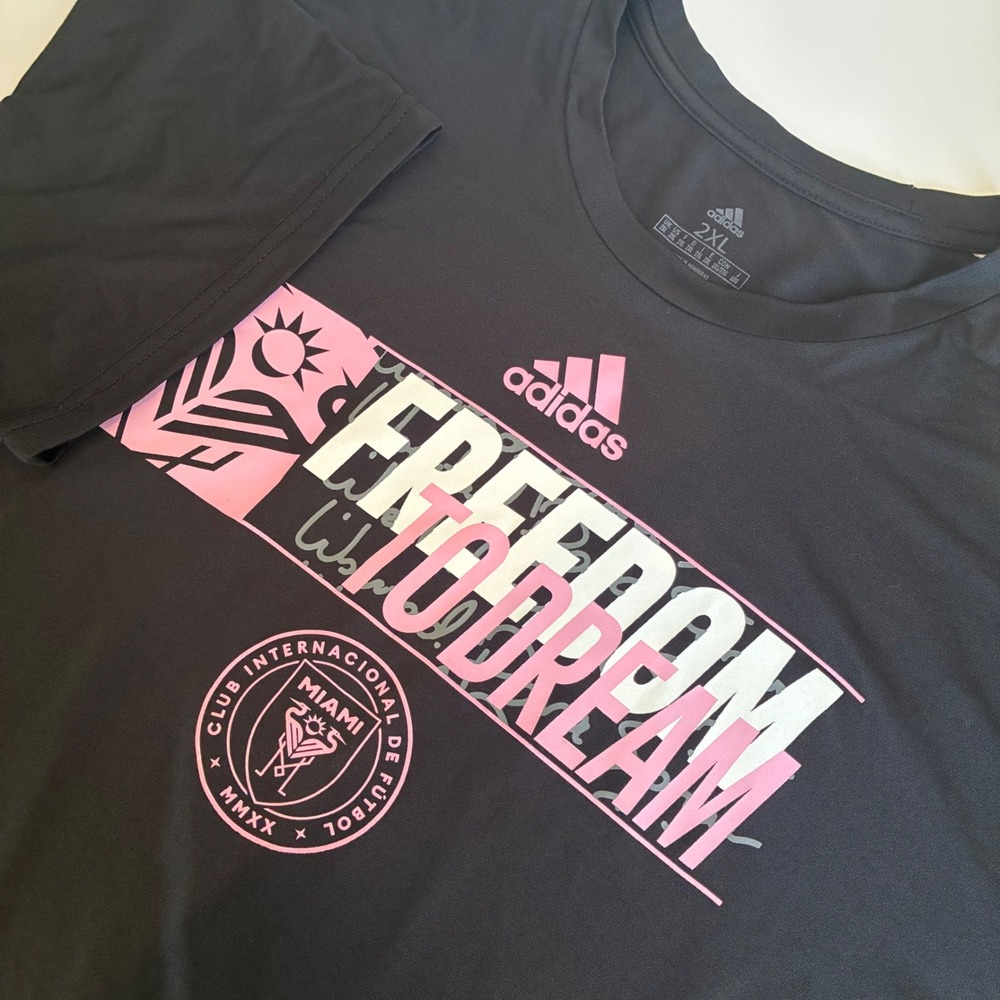 Adidas Inter Miami CF Freedom to Dream Soccer T-Shirt Mens 2XL Black Pink